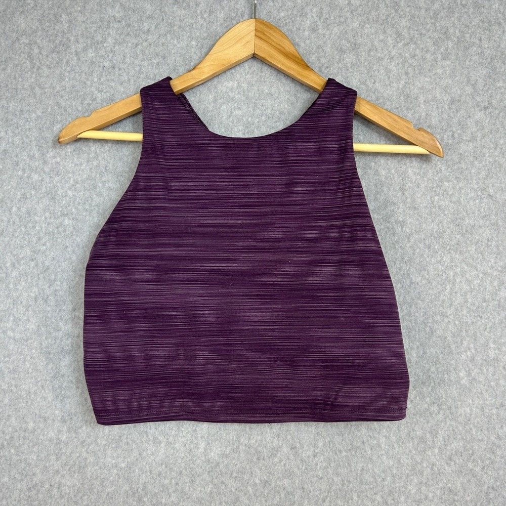 Athleta‎ Purple Striped Medium Cropped Builtin Bra Renew Conscious Crop Tank Top